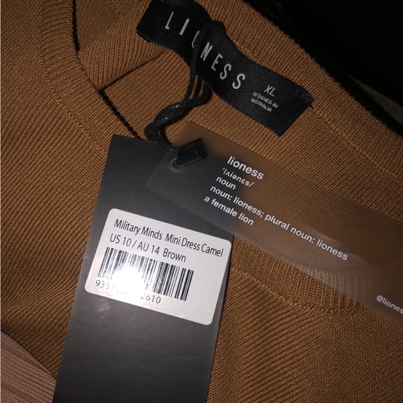 BOGO FREE NWT LIONESS Military Minds Dress in Camel‎ Size XL Cinch Mini Tie - Picture 5 of 6